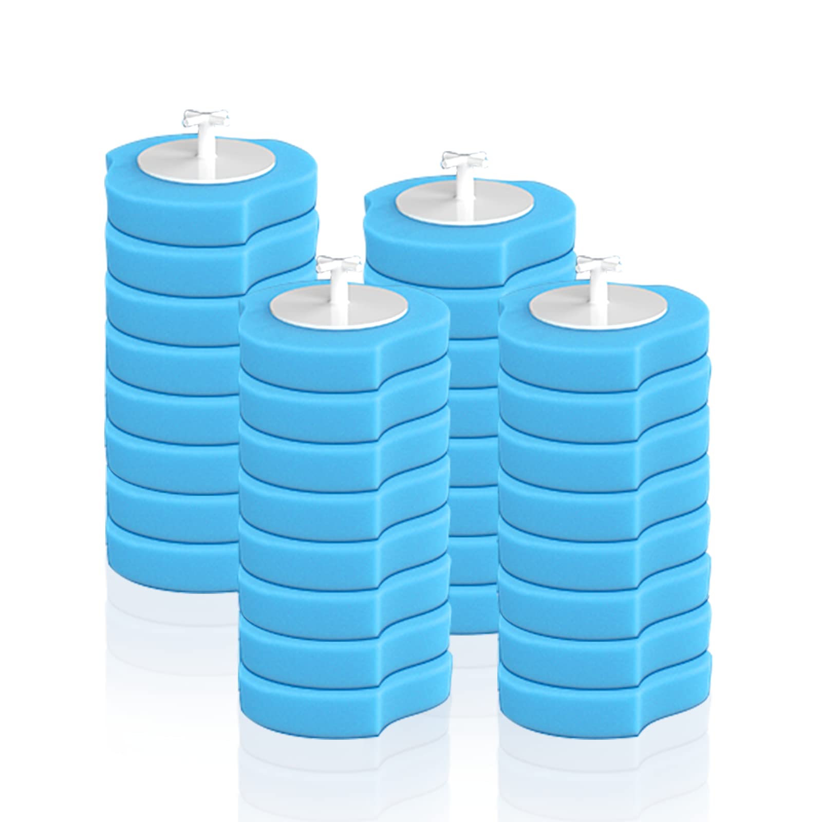 ROUDJER Toilet Brush Refills, 32 Pcs Disposable Toilet Brush Cleaning Sponges Heads for Bathroom Washroom Cleaning, Not Compatible with Other Wand