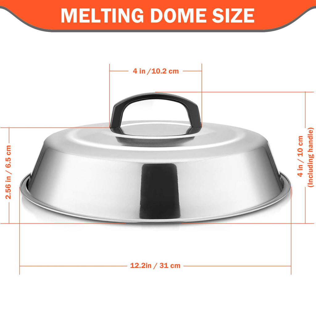 Griddle Accessories for Blackstone Grill Basting Dome 12” Stainless Steel Round Steamer Lid Black Stone Cooking Cover BBQ Melting Dome flat top Barbecue and Dad Gift