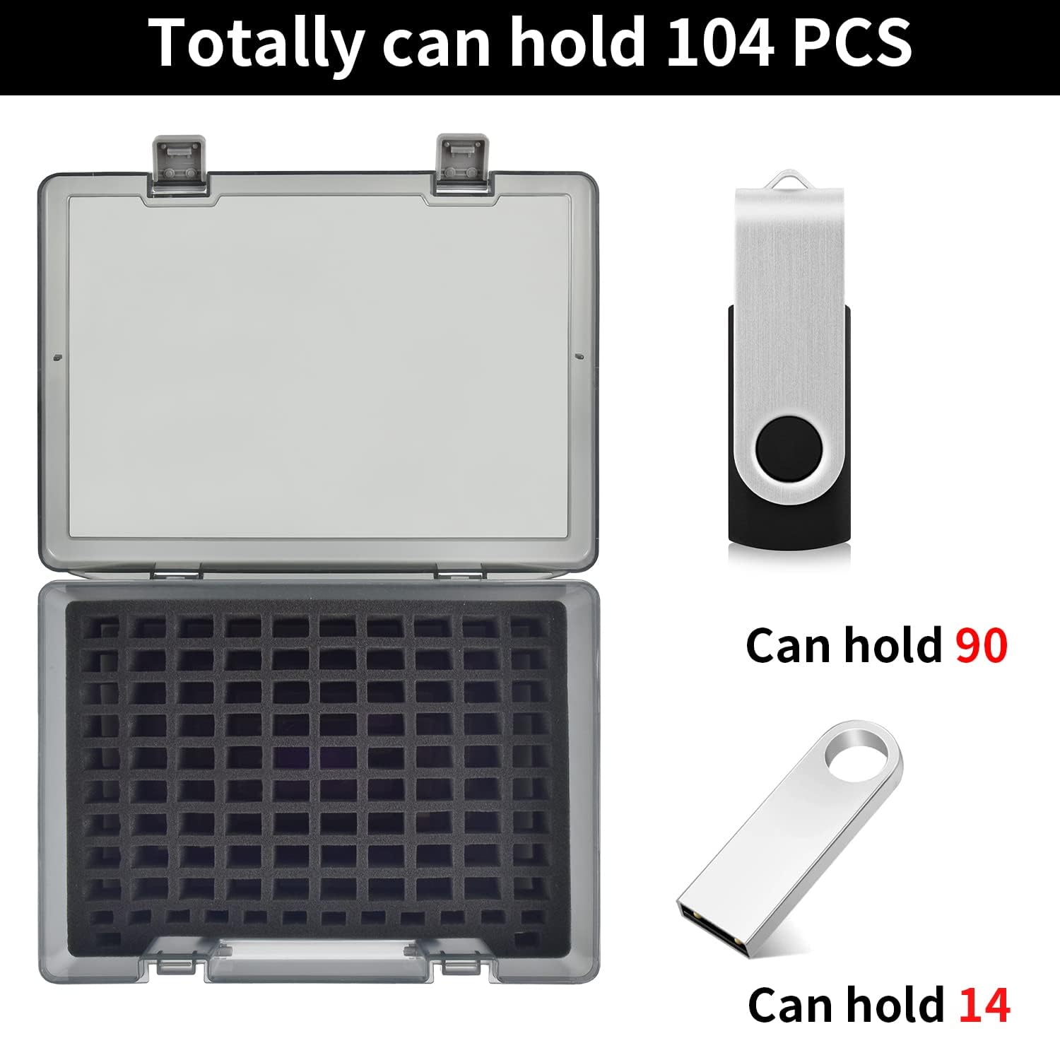 FULLCASE Flash Drive Case USB Memory Stick SD Card Storage Organizer- Holds 104pcs Thumb Drives Electronic Accessories Holder for Sandisk for Samsung for Inland for PNY for Netac (Gray)