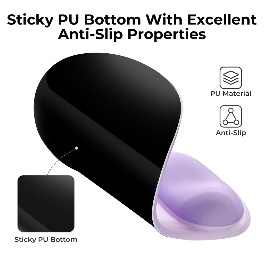 EooCoo Ergonomic Mouse Pad with Gel Wrist Rest Support Middle Concave Design Mousepad for Pain Relief, Non-Slip Base Mat Computer Desk Accessories for Cafe, Home & Office, Purple