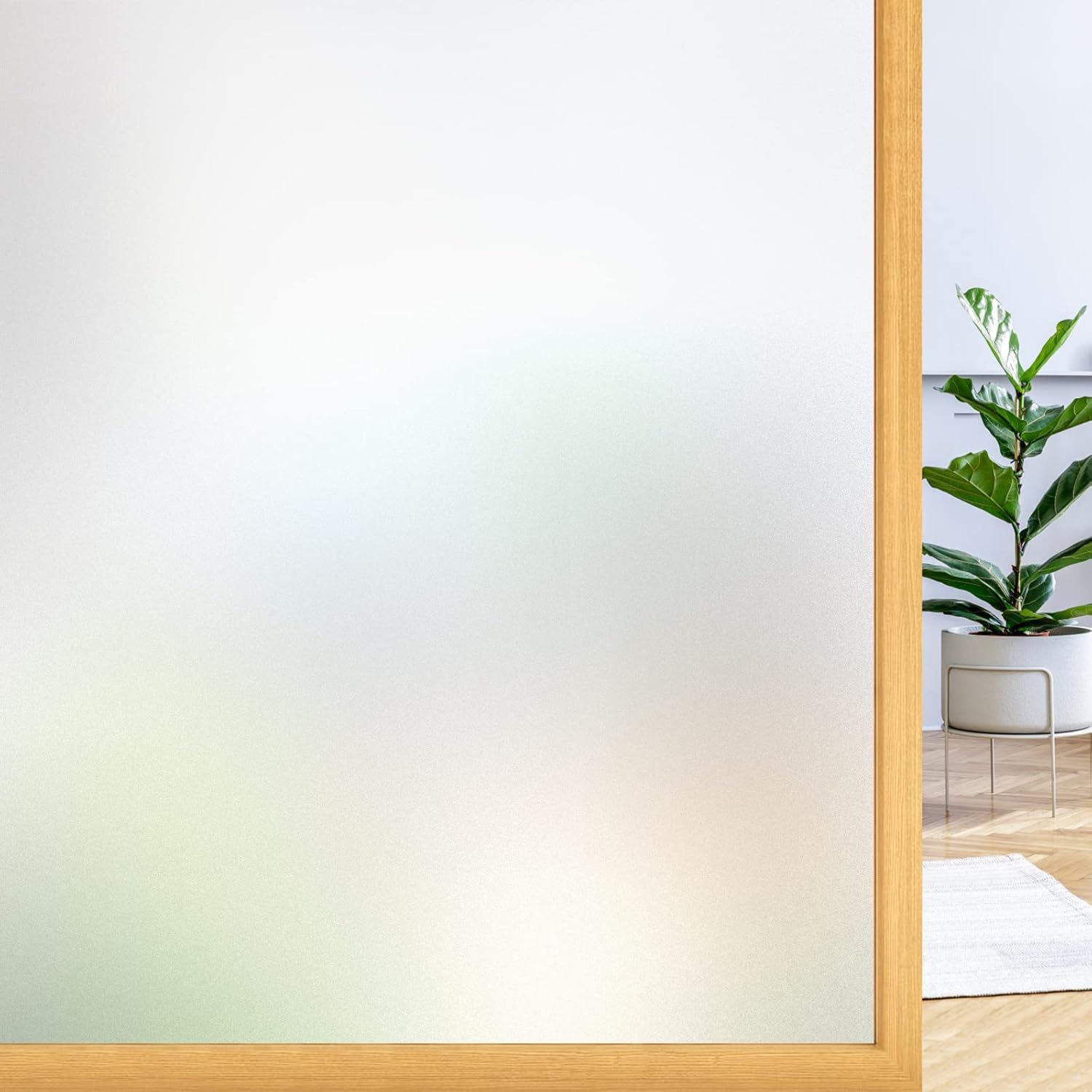 rabbitgoo Window Films for Privacy, Static Cling Frosted Glass Sticker, Non-Adhesive Privacy Film Sun Blocking Window Covering Frosting Vinyl Bathroom Sliding Glass Door, 60 x 200cm, Pure Frosted