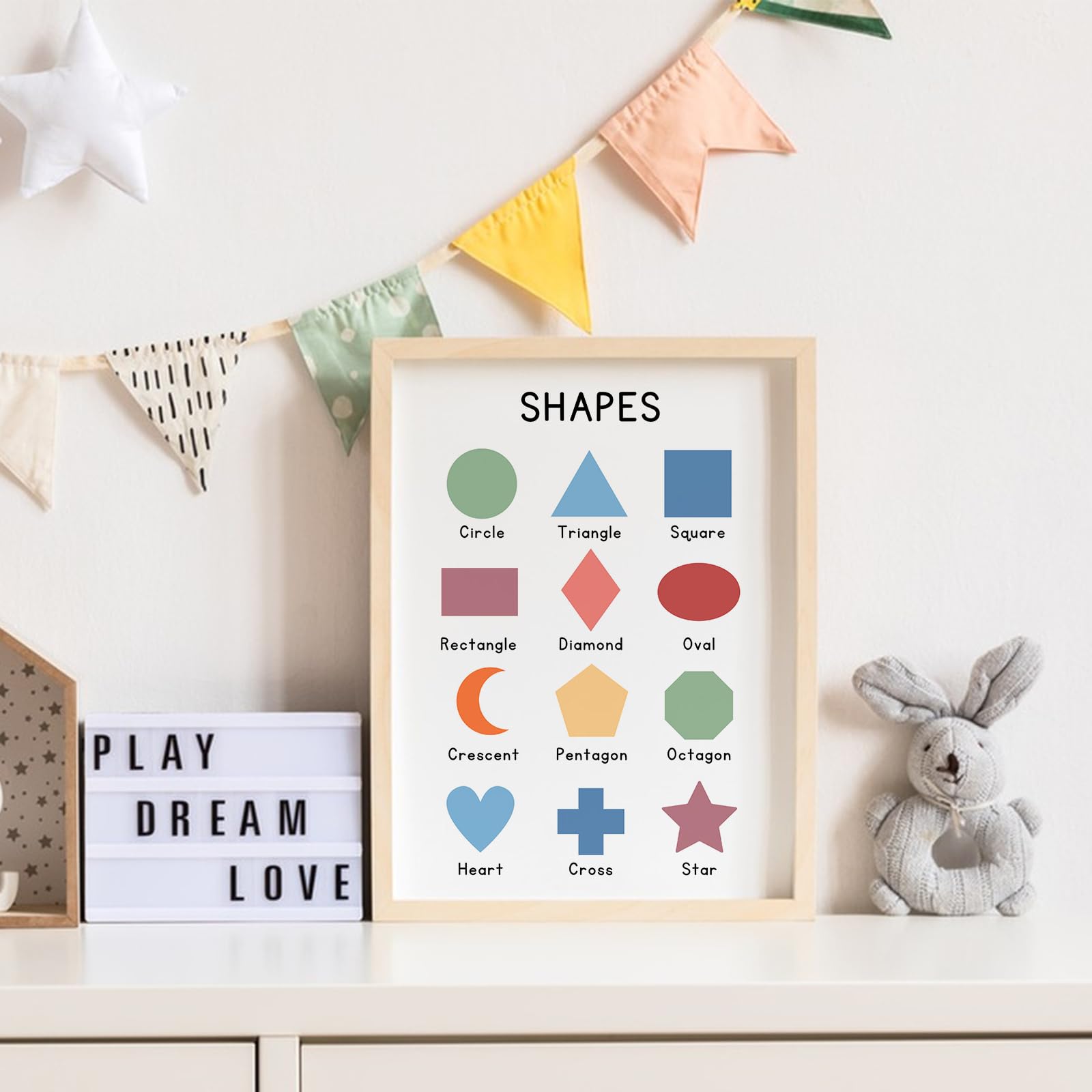 Educational Learning Posters – Set of 12 Boho Prints – Alphabet ABC, Numbers, Colors, Shapes, Weather, Seasons, Solar System, Feelings, Days, Months – Preschool, Kindergarten, Nursery & Classroom Decor