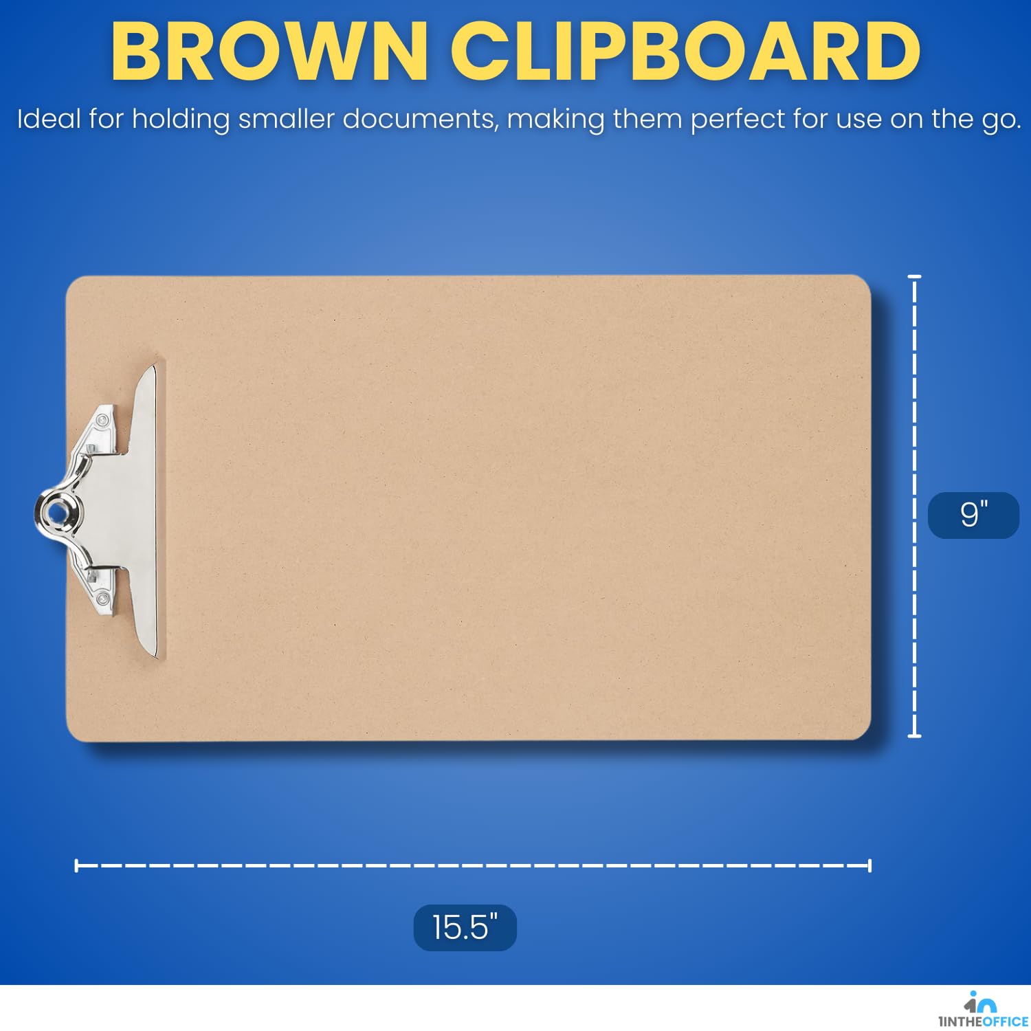 1InTheOffice Legal Size Clipboard, Heavy Duty Clipboard, Hardbound, Brown, 9x15.5 (3 Pack)
