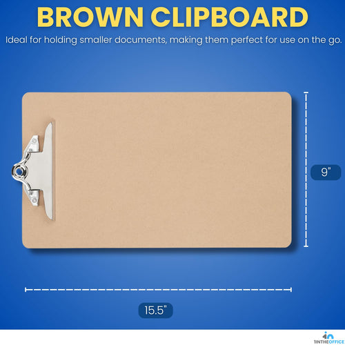 1InTheOffice Legal Size Clipboard, Heavy Duty Clipboard, Hardbound, Brown, 9x15.5 (3 Pack)