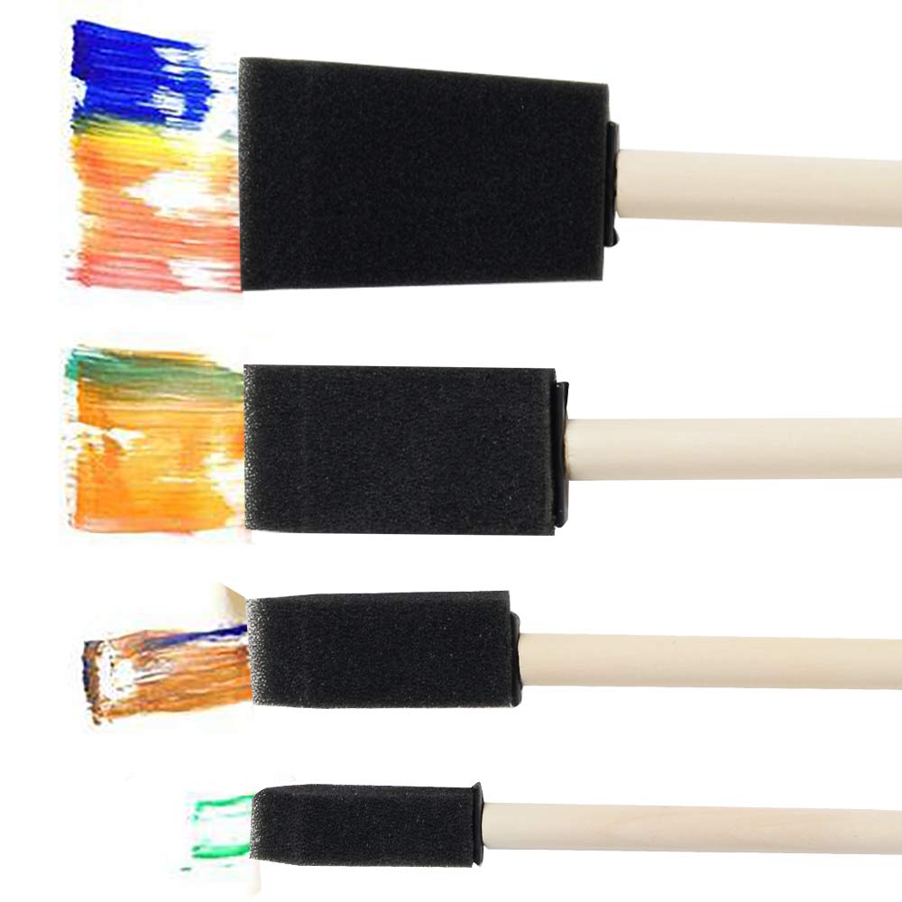 conda 50 Pack 0.5"-2" Different Size Assorted Foam Brush Set Wood Handle Paint Sponges Set- Lightweight, Durable, Paint Brush Set for Acrylics, Stains, Varnishes, Crafts
