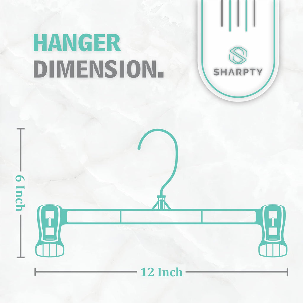 Sharpty Pant & Skirt Hangers - Closet Hangers for Shorts, Shirts, Jeans, Dresses, Slacks, Coats, Clothes, Clothing, Garments & More - Durable, Space Saving & Non-Slip, Black - 25 Pack