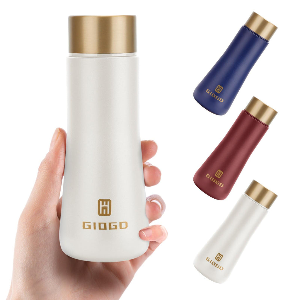 Stainless Steel Water Bottles Small Thermo Water Bottle Slim Mini Thermo Flask 180ml/6.1oz Vacuum Insulated Thermal Water Bottle for Hot and Cold Drinks Perfect for Purse (White)