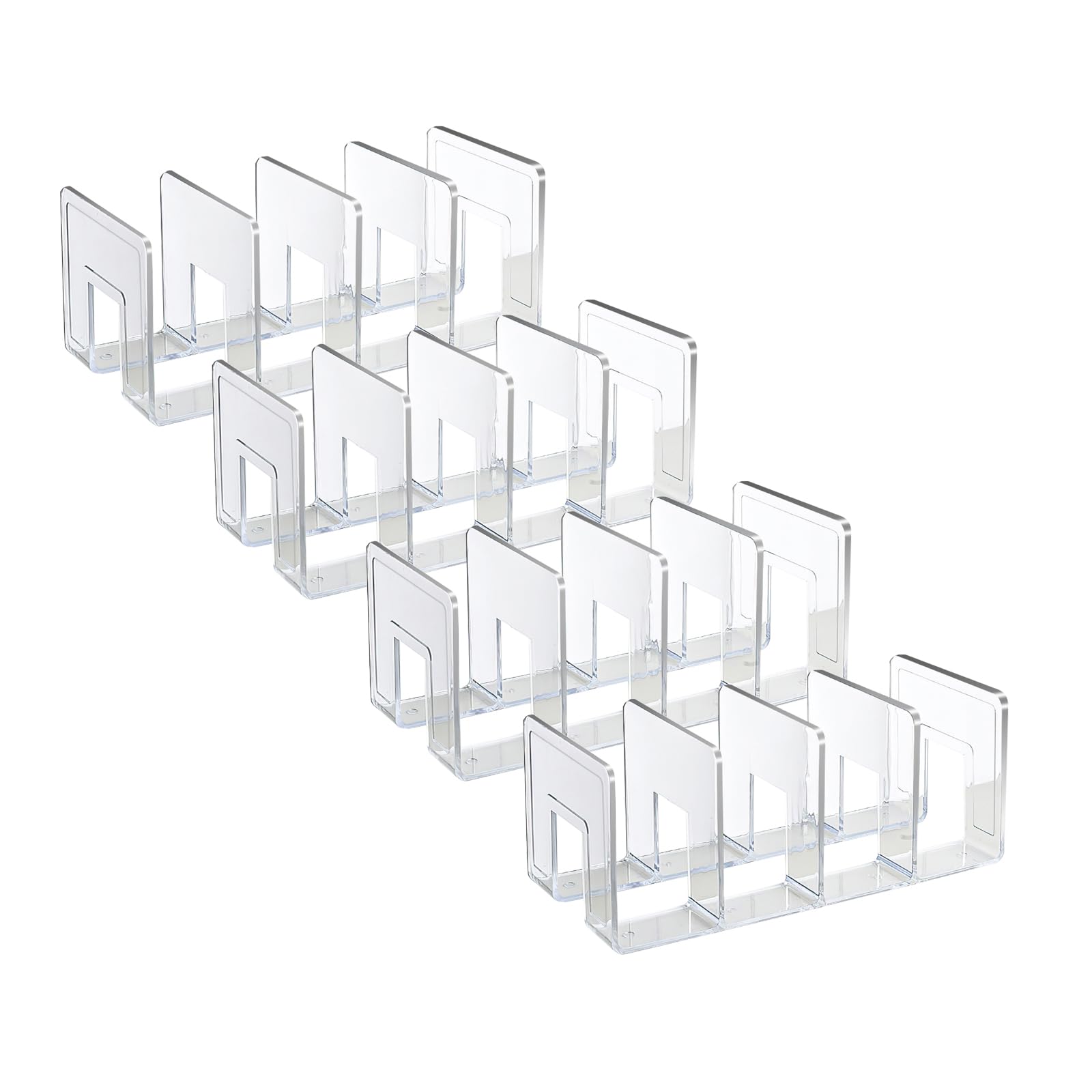 Marte Vanci Clear Acrylic File Sorter, Sturdy Desk File Organizer Shelf Book Holder Purse Handbag Clutch Divider File Folder Rack for Letter Cookbooks Home Office Kitchen Supplies 4 Sections (4 Pack)