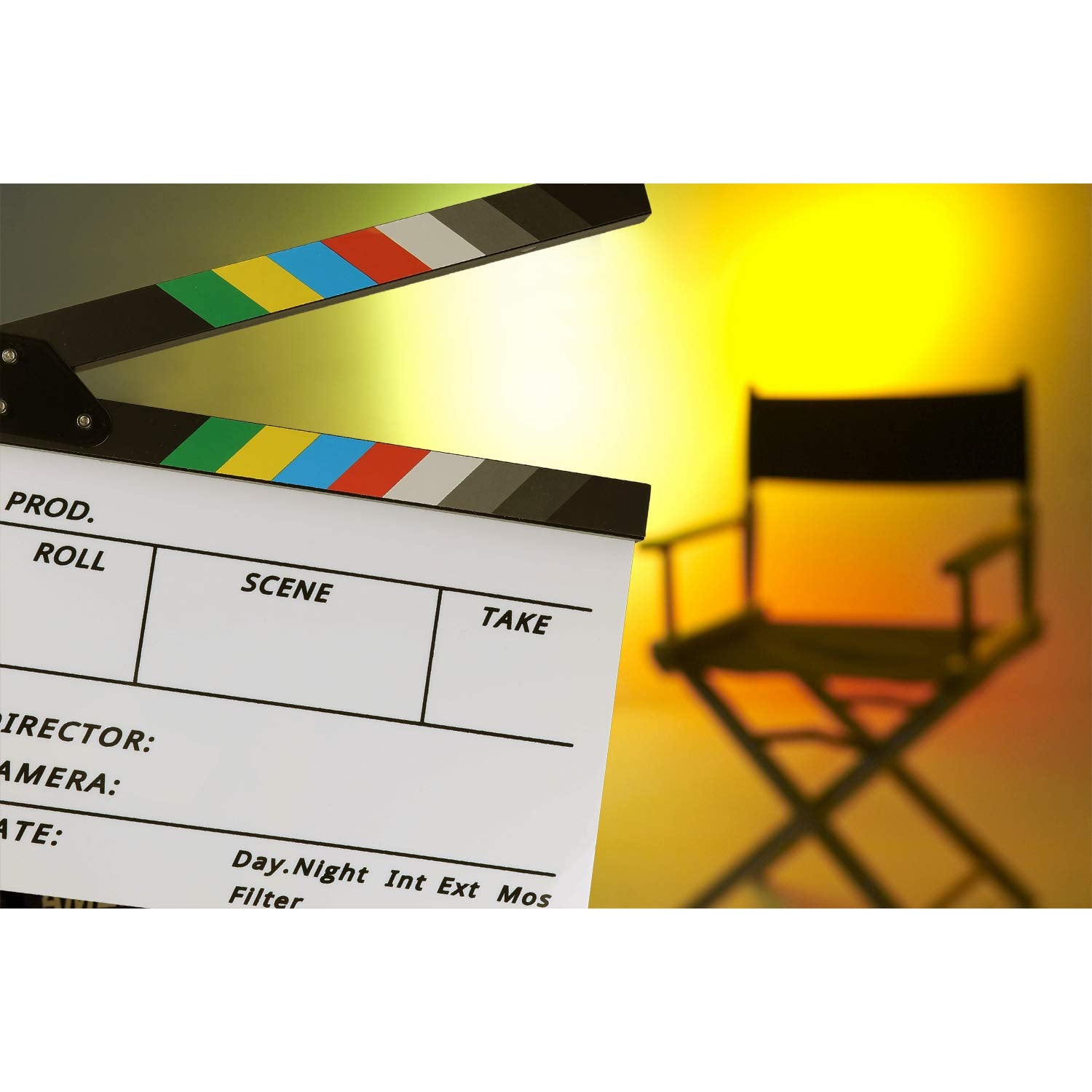 Acrylic Film Clapboard -12x10in Plastic Film Clapboard Cut Action Scene Clapper Board with a Magnetic Blackboard Eraser and 2 Custom Pens, Movie Props for Filmmakers, Students & Creators