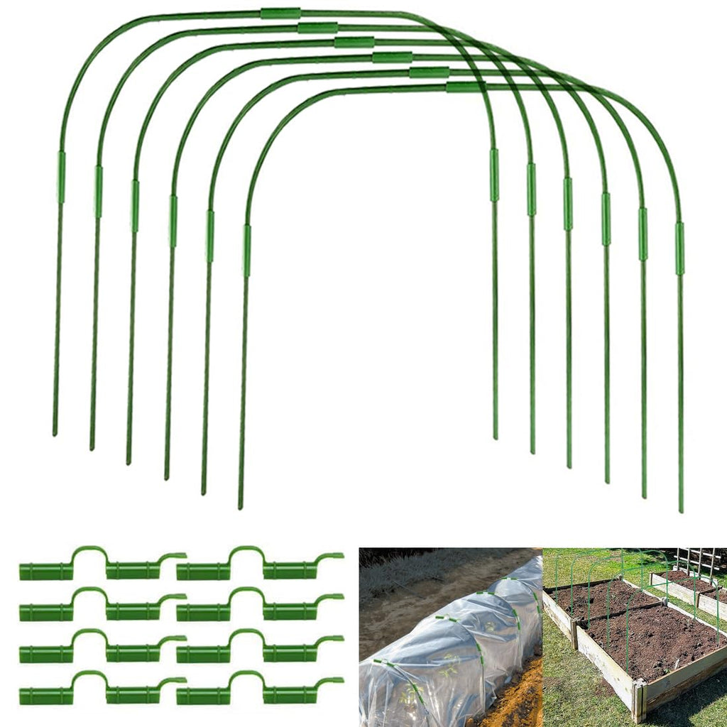 6 Sets Greenhouse Hoops for Raised Beds, DIY Garden Hoops,Rustproof Plastic Coated Metal Grow Tunnel, Garden Tunnel Row Cover Hoops Kit,Grow Tunnel Support Frame for Plant Cover