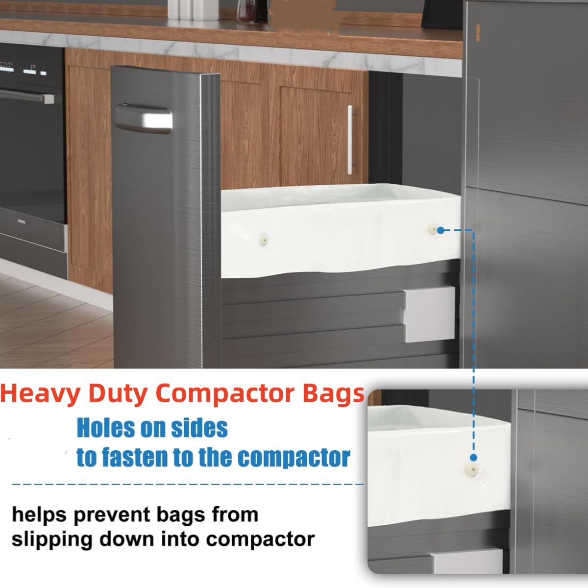 XHYAMIS 20pcs W10165294RB Trash Compactor Bags,Fits 15-inch Rectangular Drawer Compactors, Space-Saving Compressed for Small Spaces/RV/Camping/kitchen (Ties Included,White)