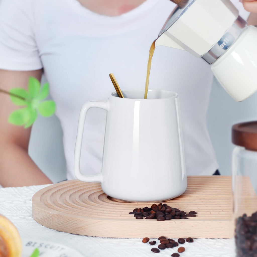 24 OZ Large Coffee Mug, Smilatte Nice Ceramic Boss Tea Cup with Big Handle for Dad Men Women, Unique Style for Any Kitchen, White