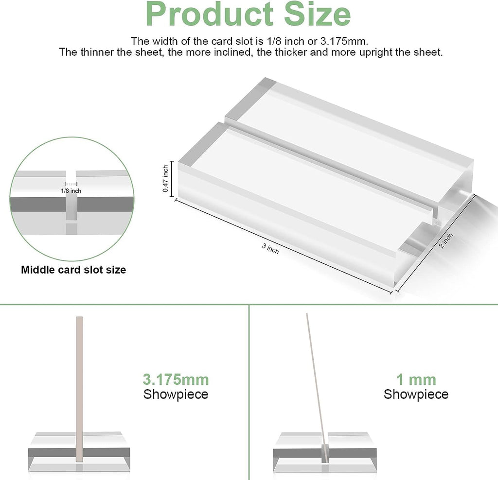 Langaelex 10 Pieces 2" x 3" Clear Acrylic Stand, 1/8 inches slot, Wedding Sign Holders
