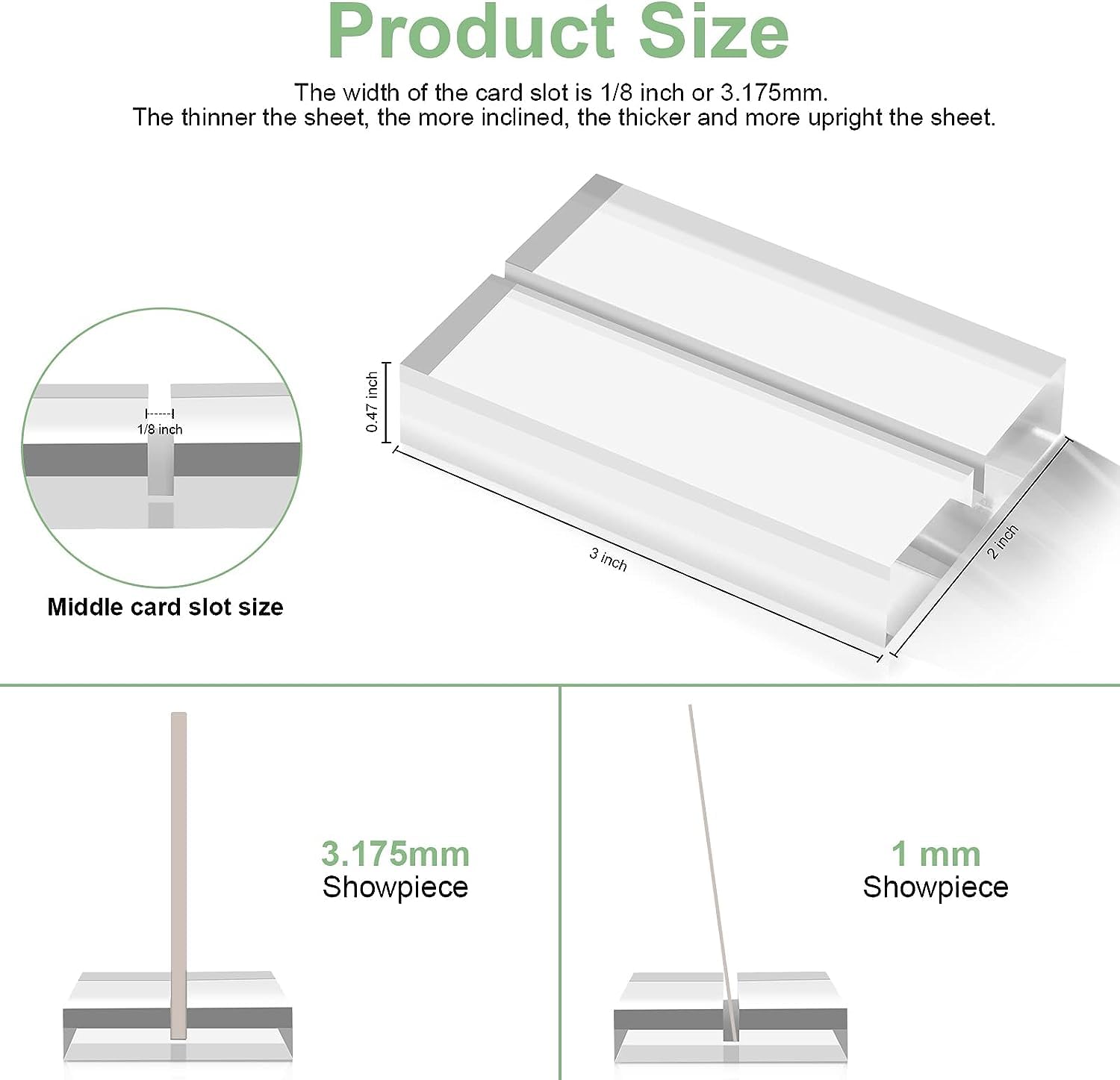 Langaelex 10 Pieces 2" x 3" Clear Acrylic Stand, 1/8 inches slot, Wedding Sign Holders