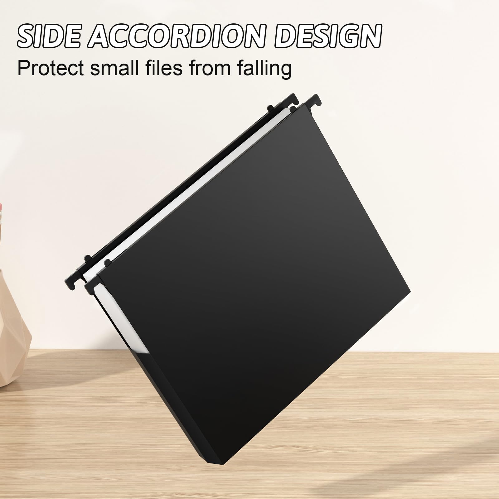 Nordun Plastic Extra Capacity Hanging File Folder Letter Size, 12 Pack Reinforced Hang Folders,Heavy Duty 2 Inch Expansion,Expandable Hanging Folders,Hanging Organizer Designed for Bulky Files (Black)