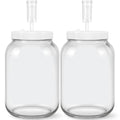 Essmilkee 1 Gallon Large Glass Fermentation Jars for Kombucha Sourdough Starter, Wide Mouth Mead Making Kit, 2Pcs Glass Canning Jars with Fermentation Lid and Airlock