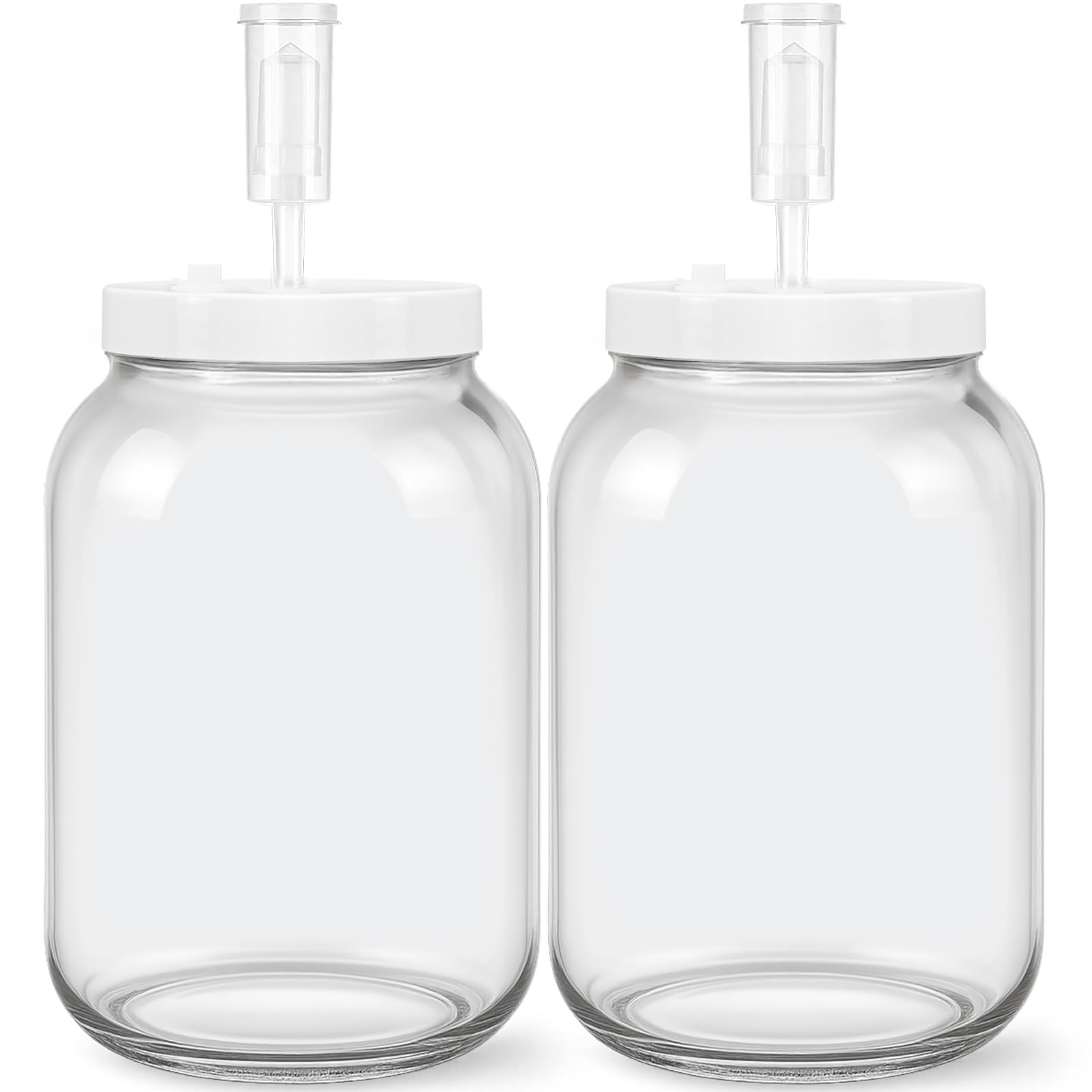 Essmilkee 1 Gallon Large Glass Fermentation Jars for Kombucha Sourdough Starter, Wide Mouth Mead Making Kit, 2Pcs Glass Canning Jars with Fermentation Lid and Airlock