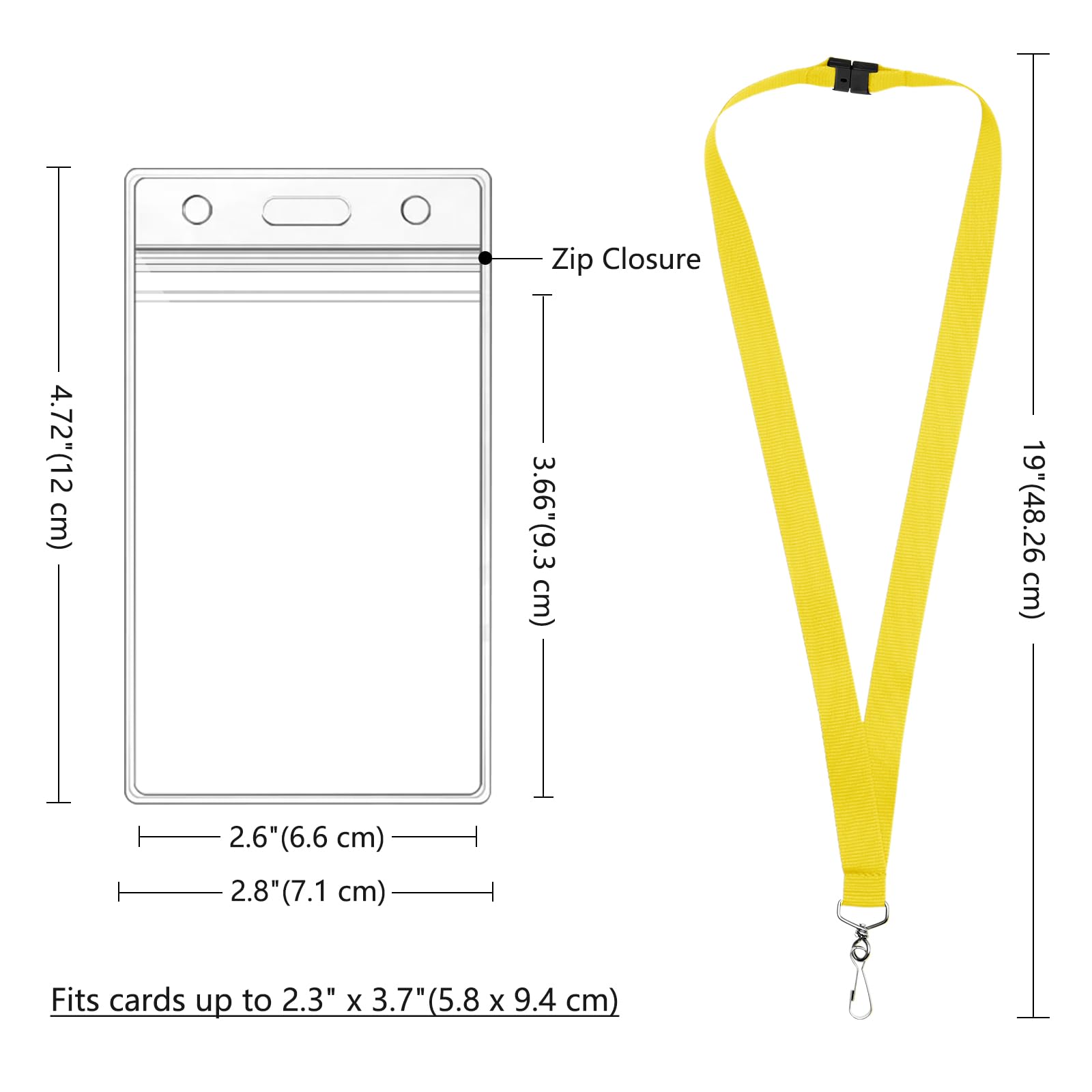 WEZEBEL 24-Pack Yellow Breakaway Lanyards with Waterproof Badge Holders, Metal Hook, Polyester Neck Straps for ID Cards, Events, Office, and Schools