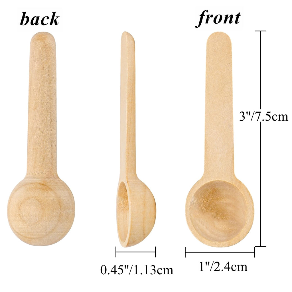 Tebery 60PCS Mini Wooden Spoons for Bath Salt, Candy, Baby, Spice Jars, Seasoning, Honey, Coffee