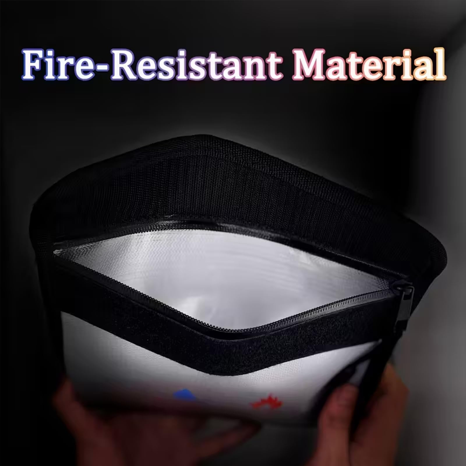 Fireproof Document Bag, Fireproof Money Safe 15 x 11 in & 9 x 7 in Set Non-Itchy Silicone Coated Fire Resistant Bag Fireproof Safe Storage for Money, Documents, Jewelry and Passport