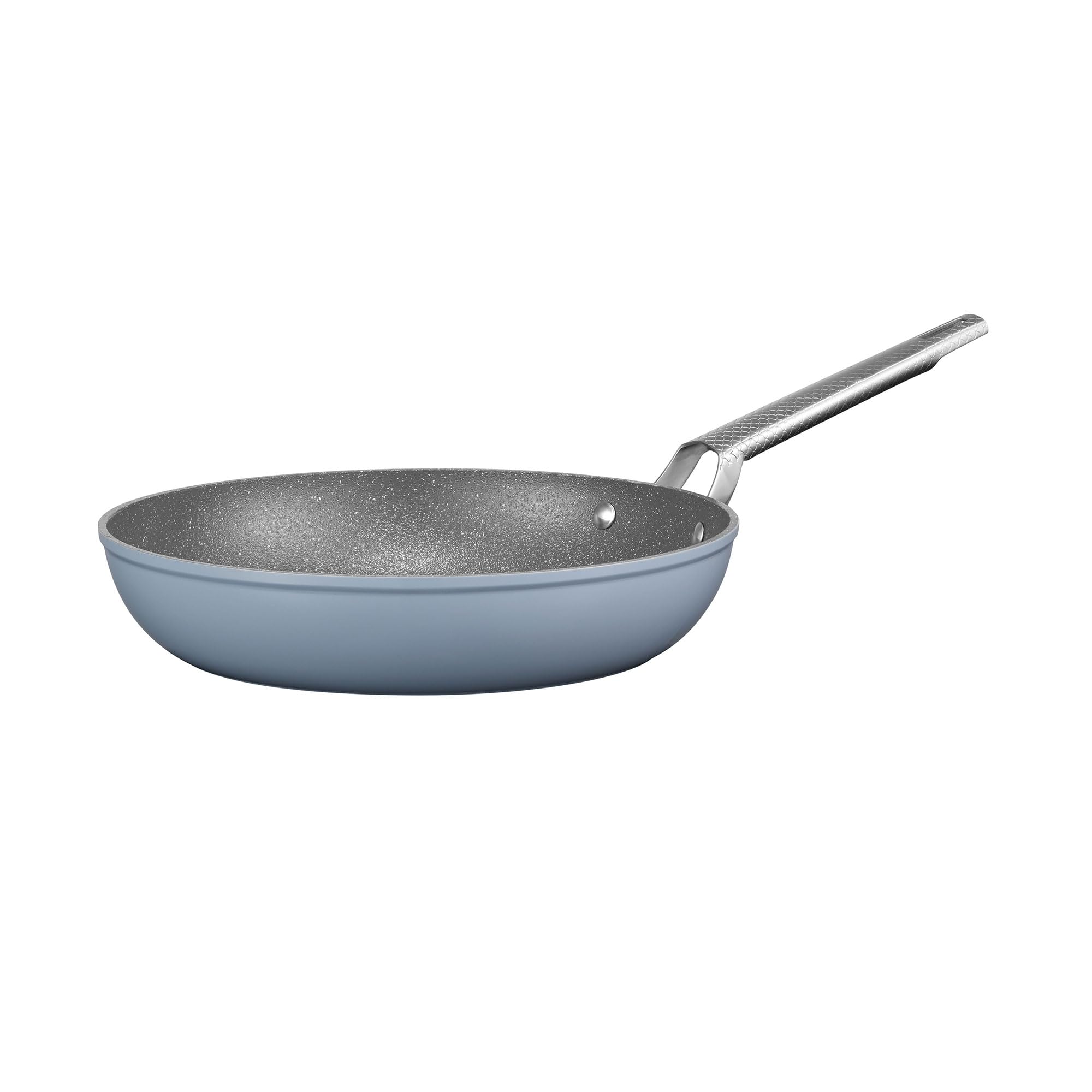Starfrit The Rock Wave 30cm (12") Non-Stick Fry Pan with Wave.Tec Non-Slip Handle - Aluminum - Oven Safe - PFOA Free - Easy to Clean - Blue
