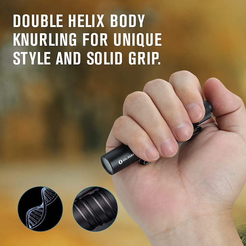 OLIGHT I3T EOS Slim EDC Flashlight, 180 Lumens Tail Switch Tiny Flashlight with Dual Direction Pocket Clip, Powered by AAA Battery, for Dog Walking, Camping, Hiking (Black)