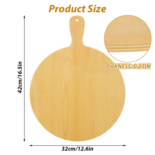 4 Pack Wooden Pizza Peel, 12 Inch Pizza Spatula with Wood Handle Suitable for 12"x12" Pizzas, Round Wooden Cutting Boards for Baking Homemade Pizza, Bread, Cheese, Fruit