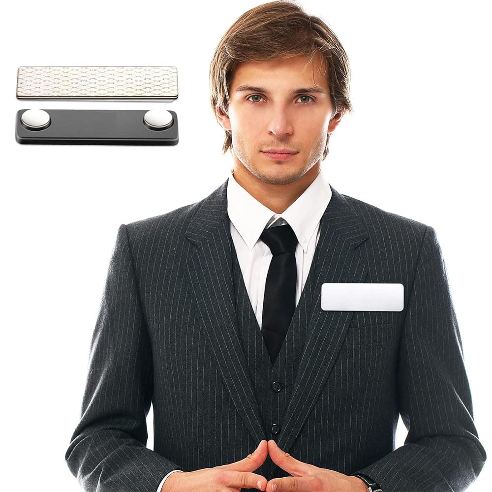 50 Pcs Name Badge Magnets - Magnetic Name Tag Holders with Strong Magnets for Personalized Jacket Shirts Office School Supplies Blank DIY Name Tags No Holes (50)