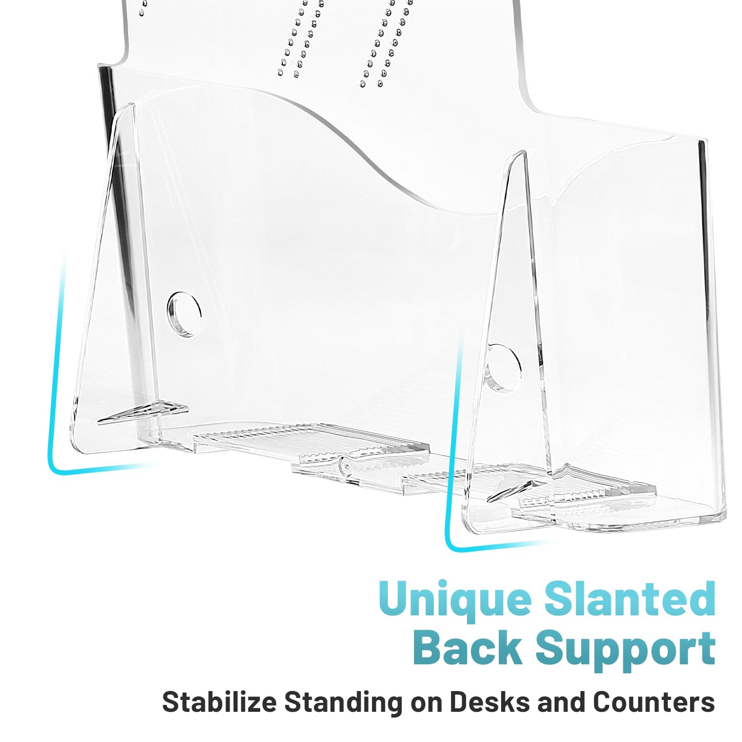 Acrylic Brochure Holder 8.5 x 5.5 Inches, 4-Pack Clear Plastic Display Stand for Half-Fold Flyers, Pamphlets, Menus, Trifold Literature, Wall Mount or Countertop Use
