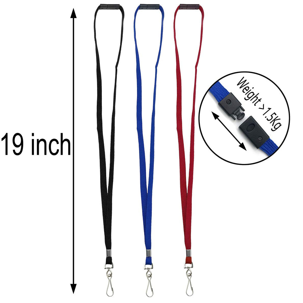 Bird Fiy Lanyards Safety Black Lanyards Neck Flat Premium Breakaway Badge Lanyard with J-Hook for ID Nametag Badge Holder (Black, 50 PCS)