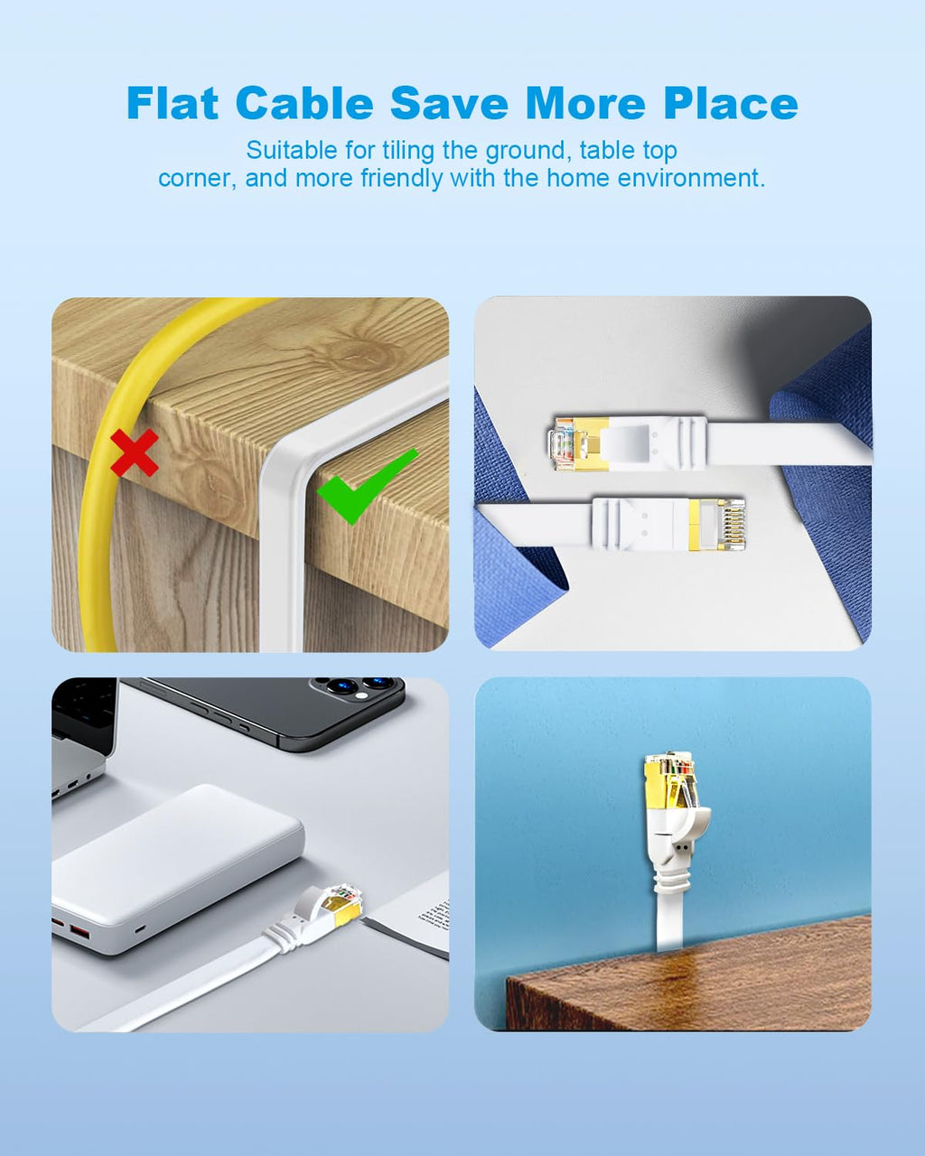 Yauhody CAT8 Ethernet Cable 25ft, High Speed 40Gbps 2000MHz SFTP Flat Internet Network LAN Cable with Gold Plated RJ45 Connector for Router, Modem, PC, Switches, Hub, Laptop, Gaming(White, 25ft/8m)