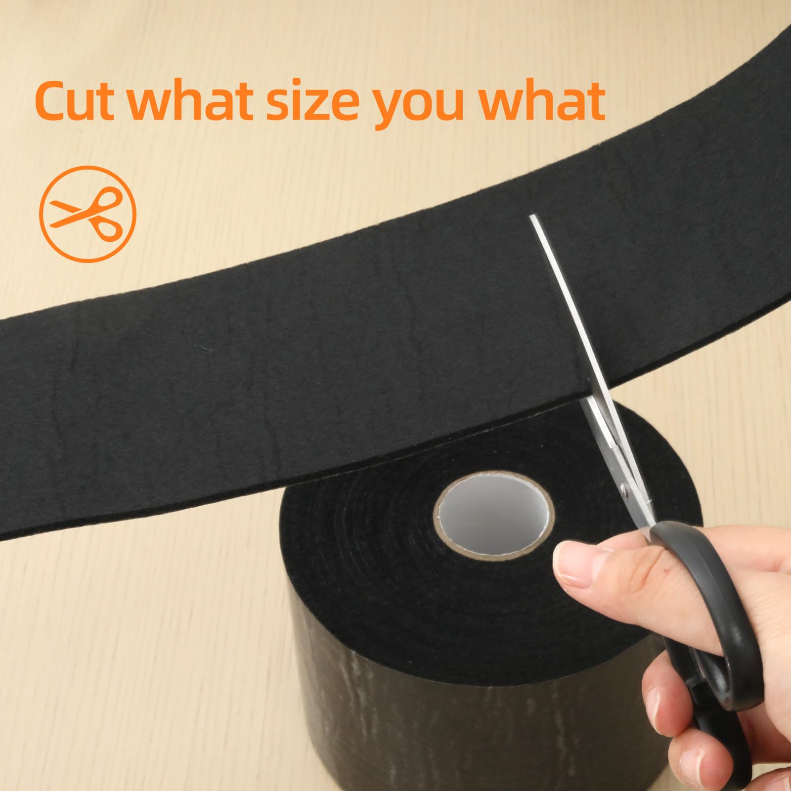 QILIMA Heavy-Duty Felt Pads Roll, Black Self-Adhesive Felt Furniture Strips,0.2 x 4 inch x 202 Inch DIY Tape to Protect Hardwood Floors from Scratches, 2 Pack
