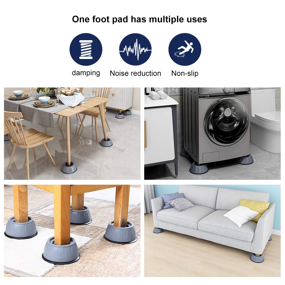 8 Pcs Shock and Noise Cancelling Washing Machine Support, Noise Reducing and Anti Slip Anti Vibration Rubber Washing Machine Feet Pads, Anti-Walk Dryer Washer Vibration Pads,Washing Machine Stabilizer