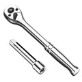 1/2-Inch Drive Ratchet Wrench, 90-Tooth Quick-Release Reversible Ratchet Wrench with an Extension Bar(3 inch), 10" Long Socket Wrench, 4-Degree Swing, Full Polished, Cr-Mo Head for Gifting, Repairing