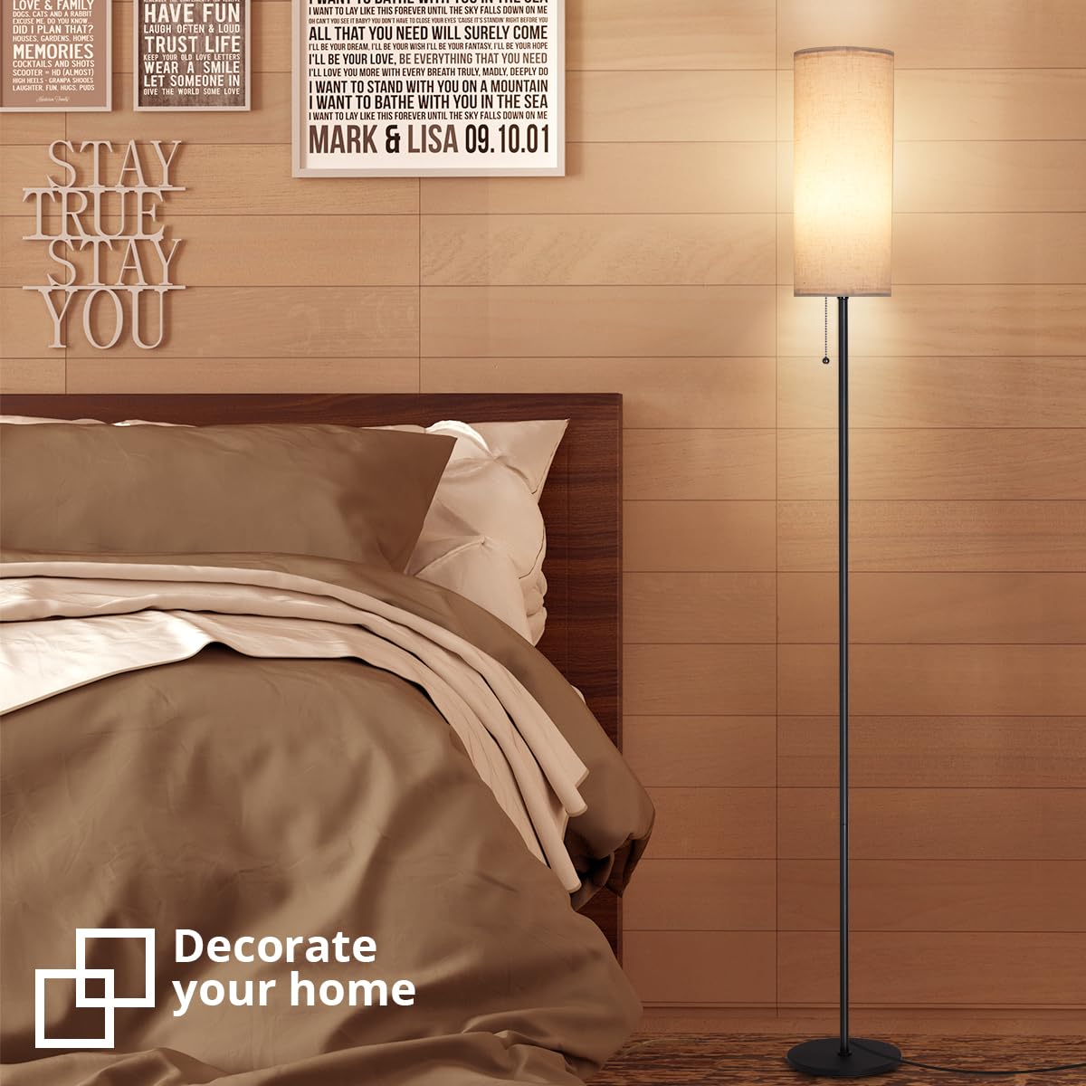 IPARTS EXPERT Floor Lamps for Living Room, Modern LED Standing 78" Tall Lamp Reading Light 3 Color Temperatures Adjustable Bedside Lamps for Bedroom Office Decor