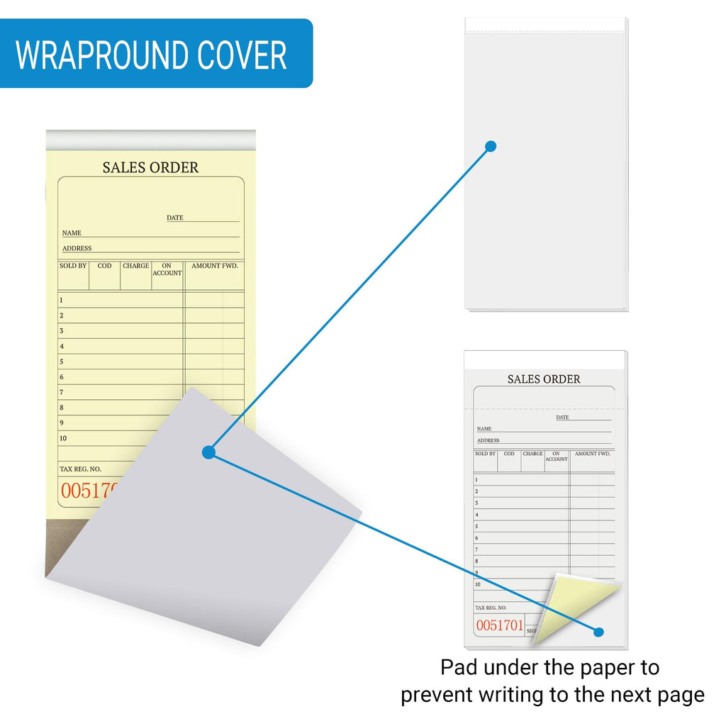 suituts 12 Pack Sales Order Book, 3.5 x 6.5 Inch 2-Part Carbonless Sales Receipt Form, Numbered Duplicate Invoice Booklet for Business(50 Set per Pack)