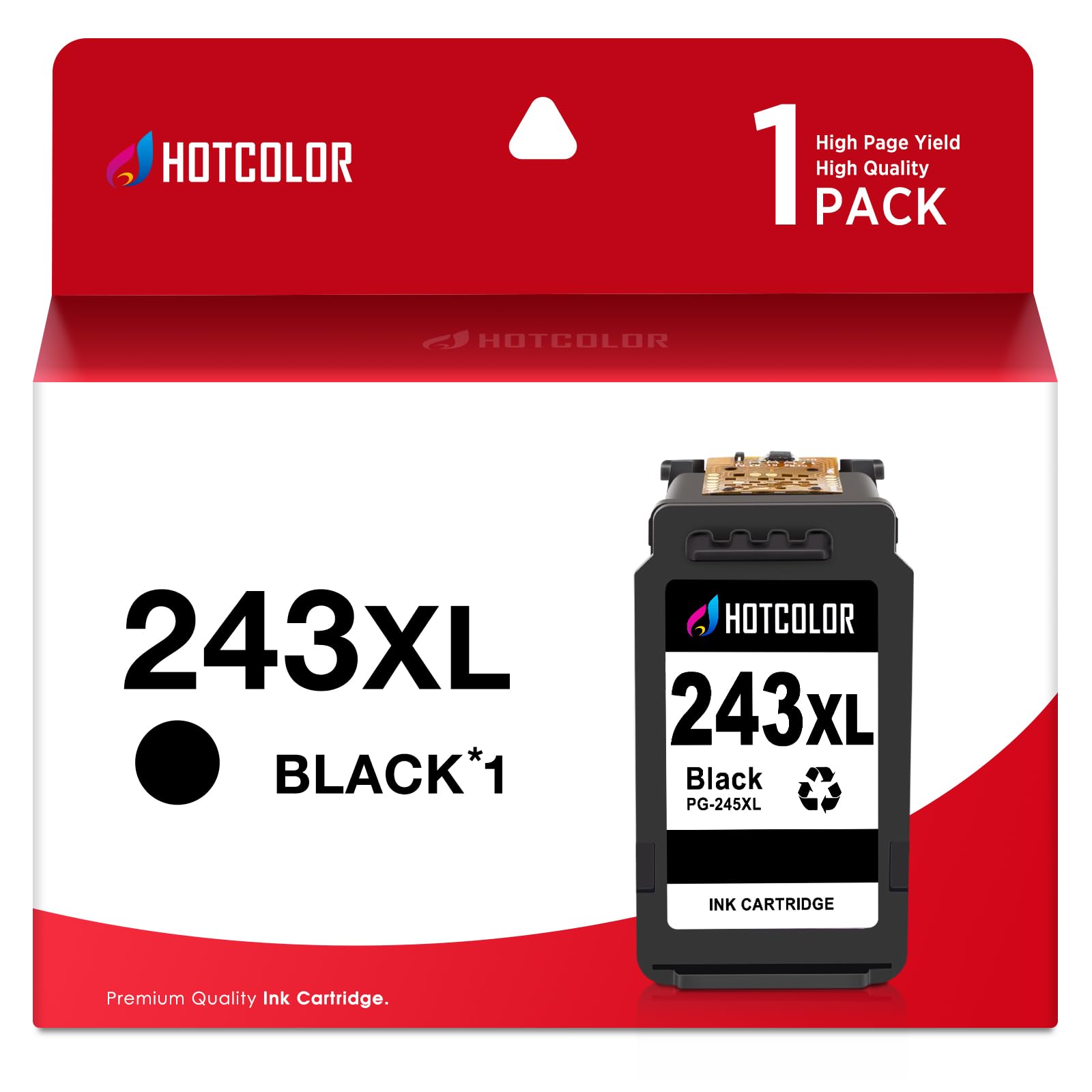 HOTCOLOR PG-243 Black Ink Cartridges Replacement for Canon 243 Black Ink for Canon MG2522 TR4520 MX492 TS202 TS3322 TR4500 TS3122 MG2500 TR4522 MX490