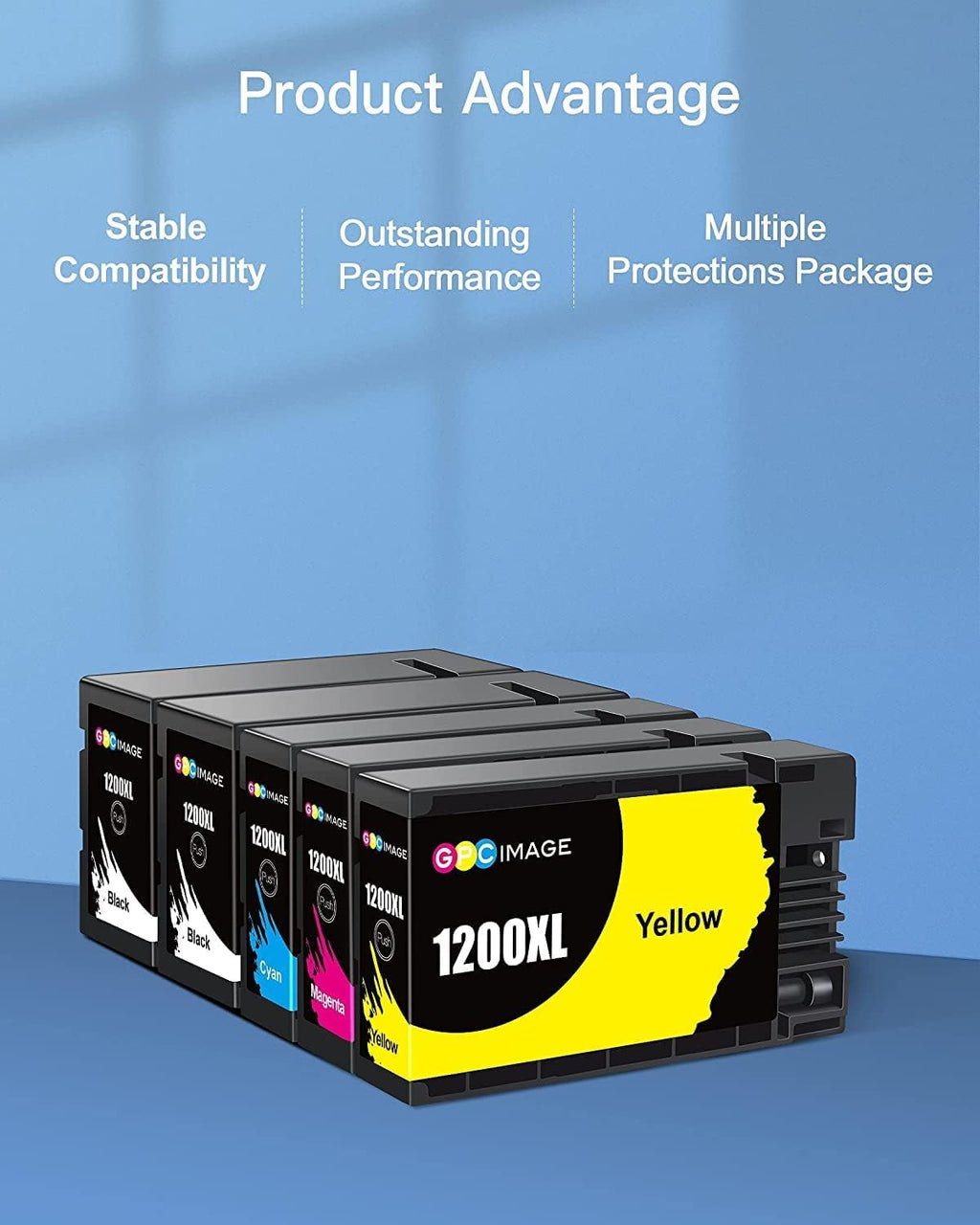 GPC Image Compatible Ink Cartridge Replacement for Canon PGI-1200XL PGI-1200 XL 1200XL to use with MAXIFY MB2320 MB2020 MB2720 MB2120 MB2050 MB2350 Printer (Black, Cyan, Magenta, Yellow, 5-Pack)