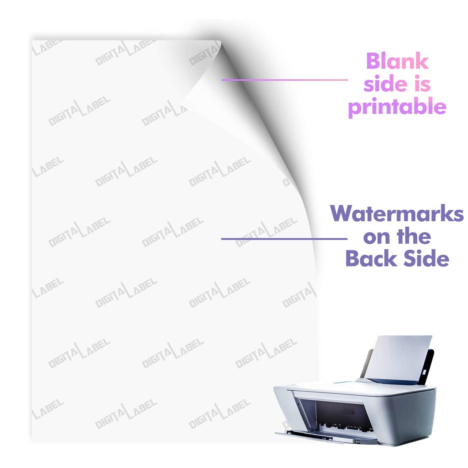 Koala Printable Vinyl Sticker Paper for Inkjet Printer - 50 Sheets White Glossy Sticker Paper, Waterproof Sticker Printer Paper 8.5x11 Inch, Tear-Resistant, Removable