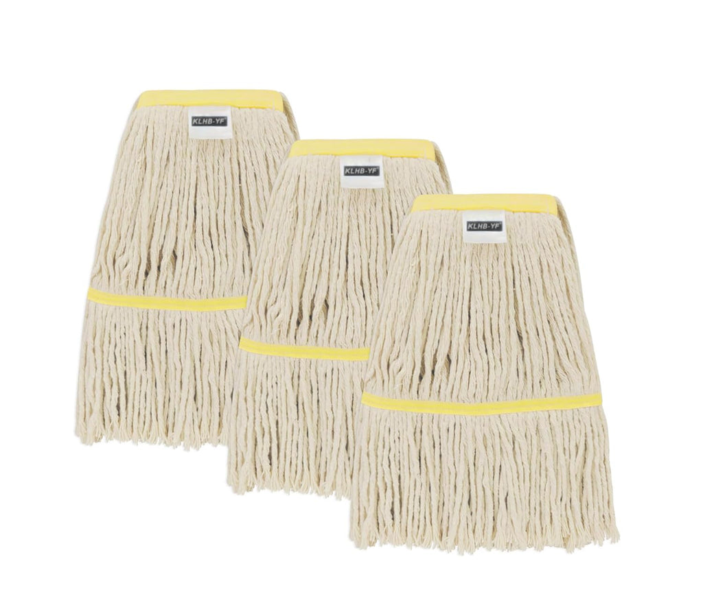 KLHB-YF 16oz Commercial & Industrial Mop Head Replacement - All-Purpose Mop Heads for Floor Cleaning Stronger Fastness Good Water Absorption Effect Long Service Life Can be Matched with Most Mop Holders on the Market (White, 3PC)
