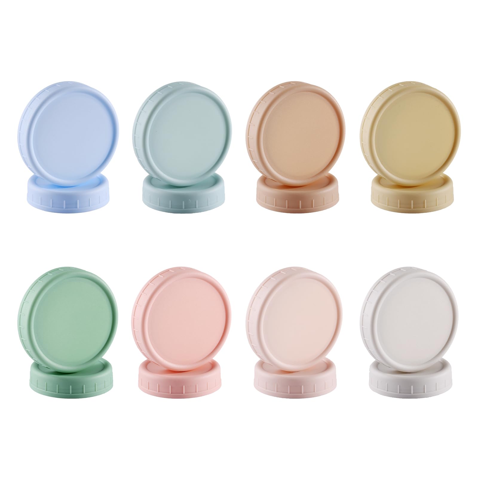 16PCS Plastic Mason Jar Lids 8 Wide Mouth&8 Regular Mouth for Ball, Kerr Jars and More, Colored Plastic Reusable Mason Jar Accessories for Canning Jars, Leak Proof Canning Lids with Silicone Rings