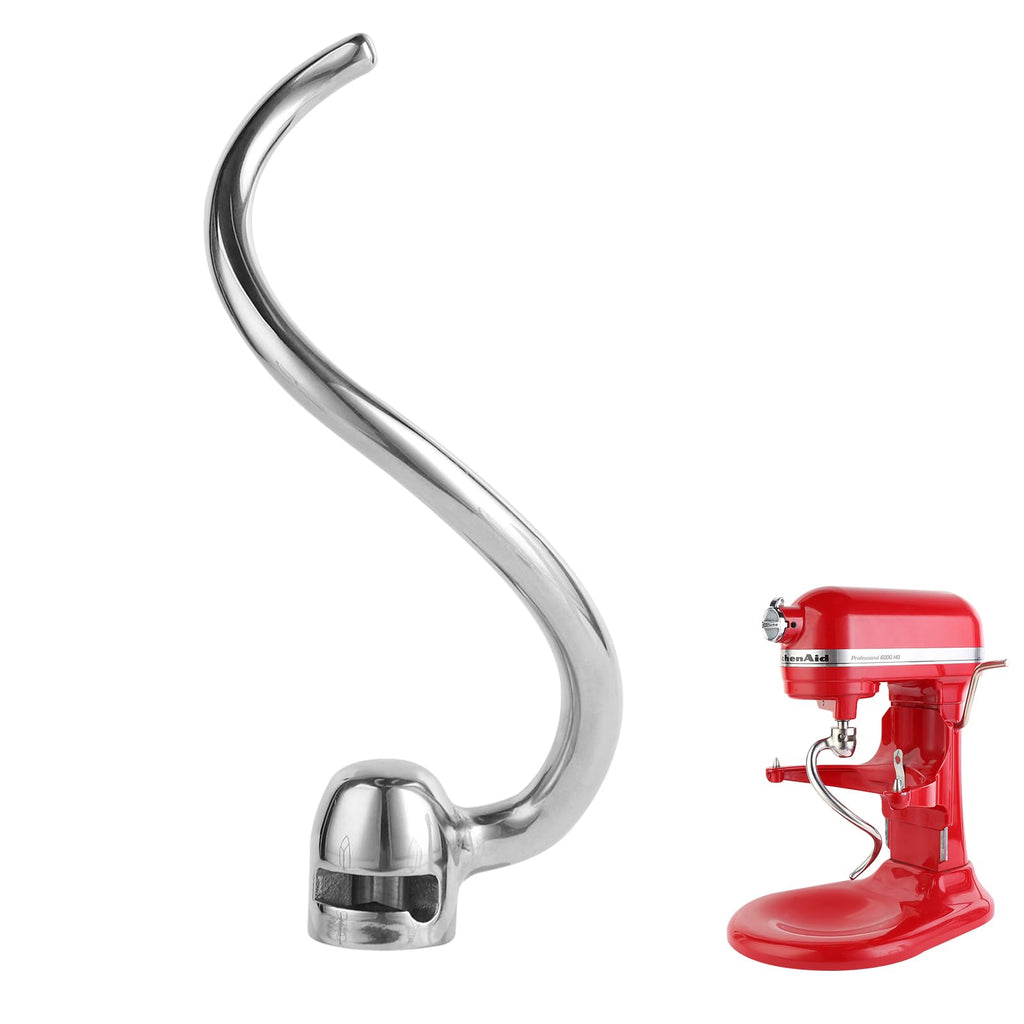 Stainless Steel Spiral Dough Hook Compatible with KitchenAid 5 Plus- 6QT Mixer,Bowl Lift Stand Mixer Accessory, Dough Hook,Rust Resistant, Effectively Kneads Bread,Pizza and Biscuits,Dishwasher Safe