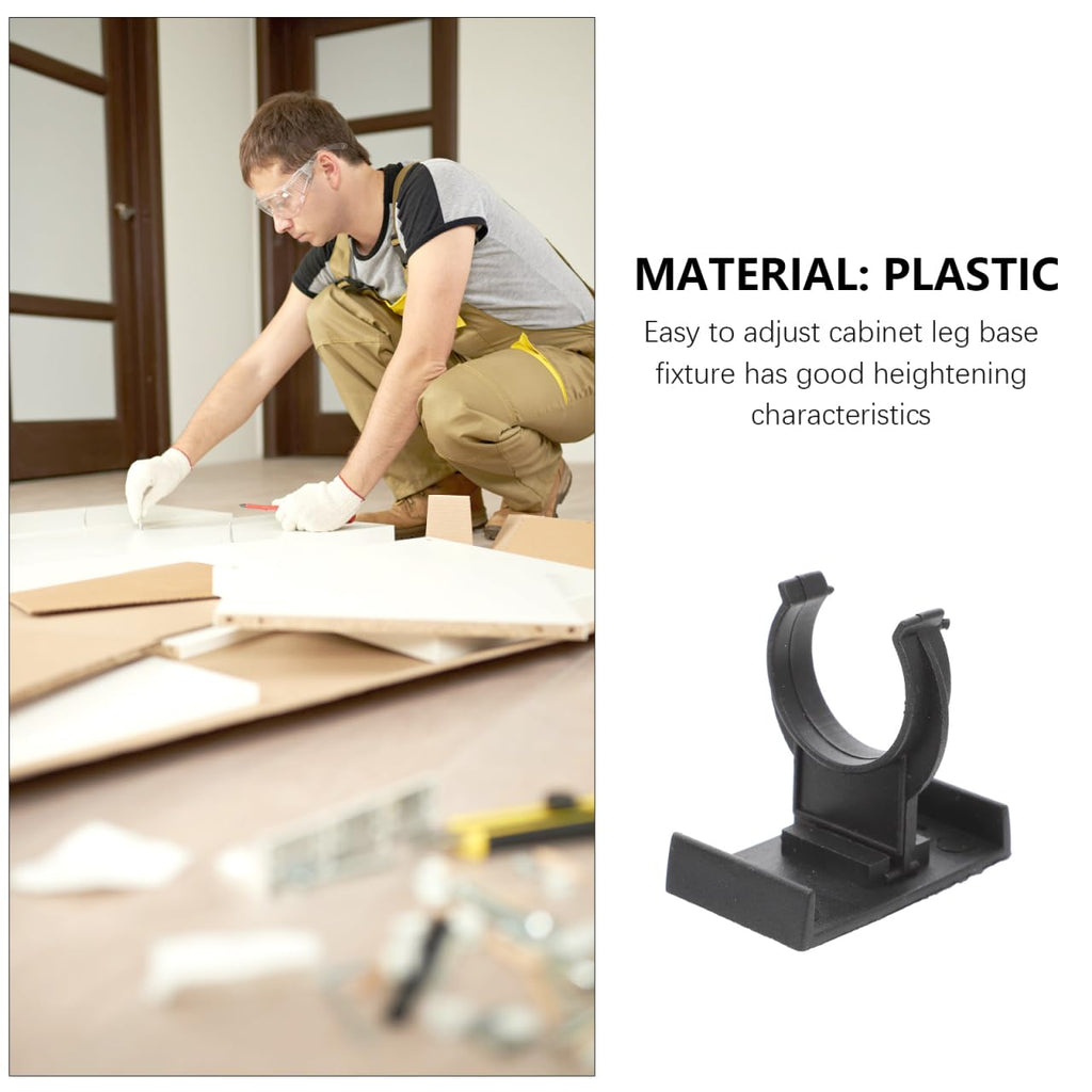 Angoily 10 Sets Cabinet Toe Kick Clips Kitchen Plinth Clips Cabinets Leveler with Screws Table Support for Cabinet Kickboard (Black)
