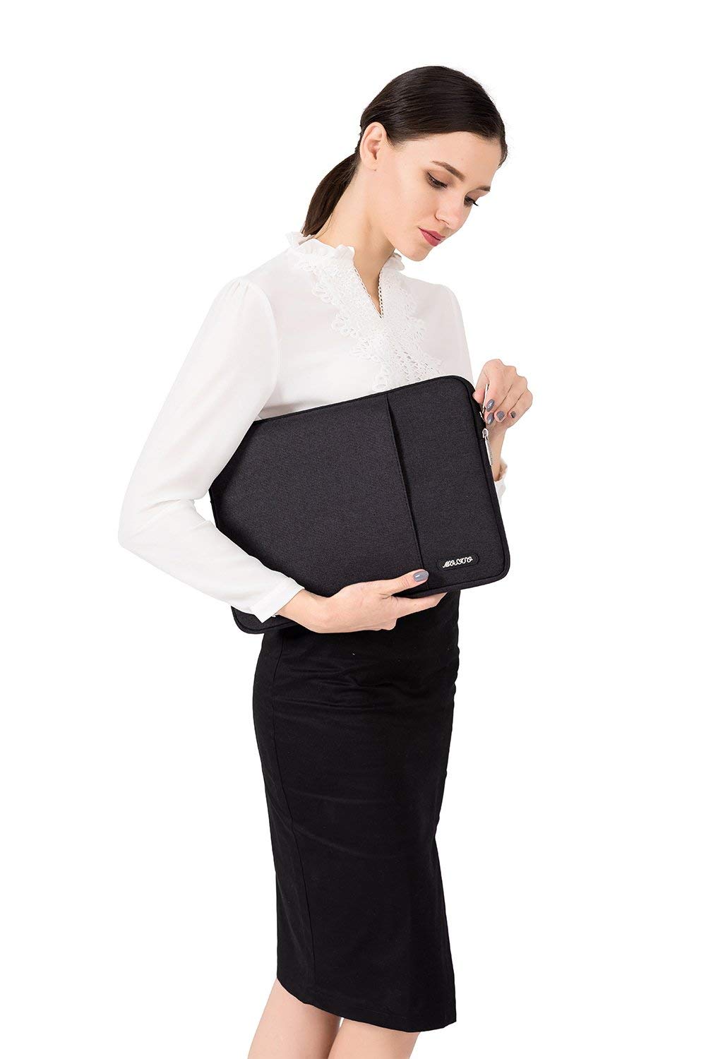 MOSISO Laptop Sleeve Bag Compatible with Laptop 16 inch, Polyester Vertical Case with Pocket, Black