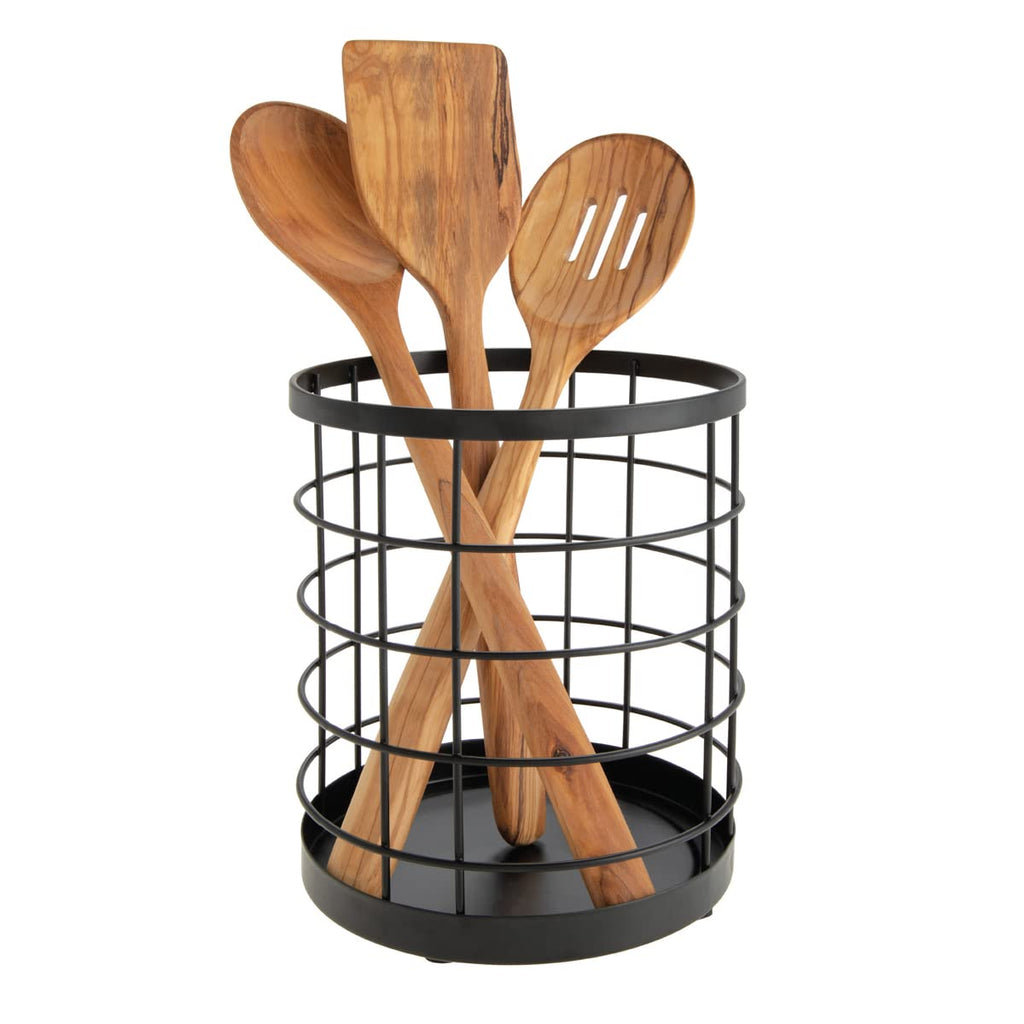 iDesign Austin Wire Utensil Holder for Kitchen Countertop Storage - Matte Black