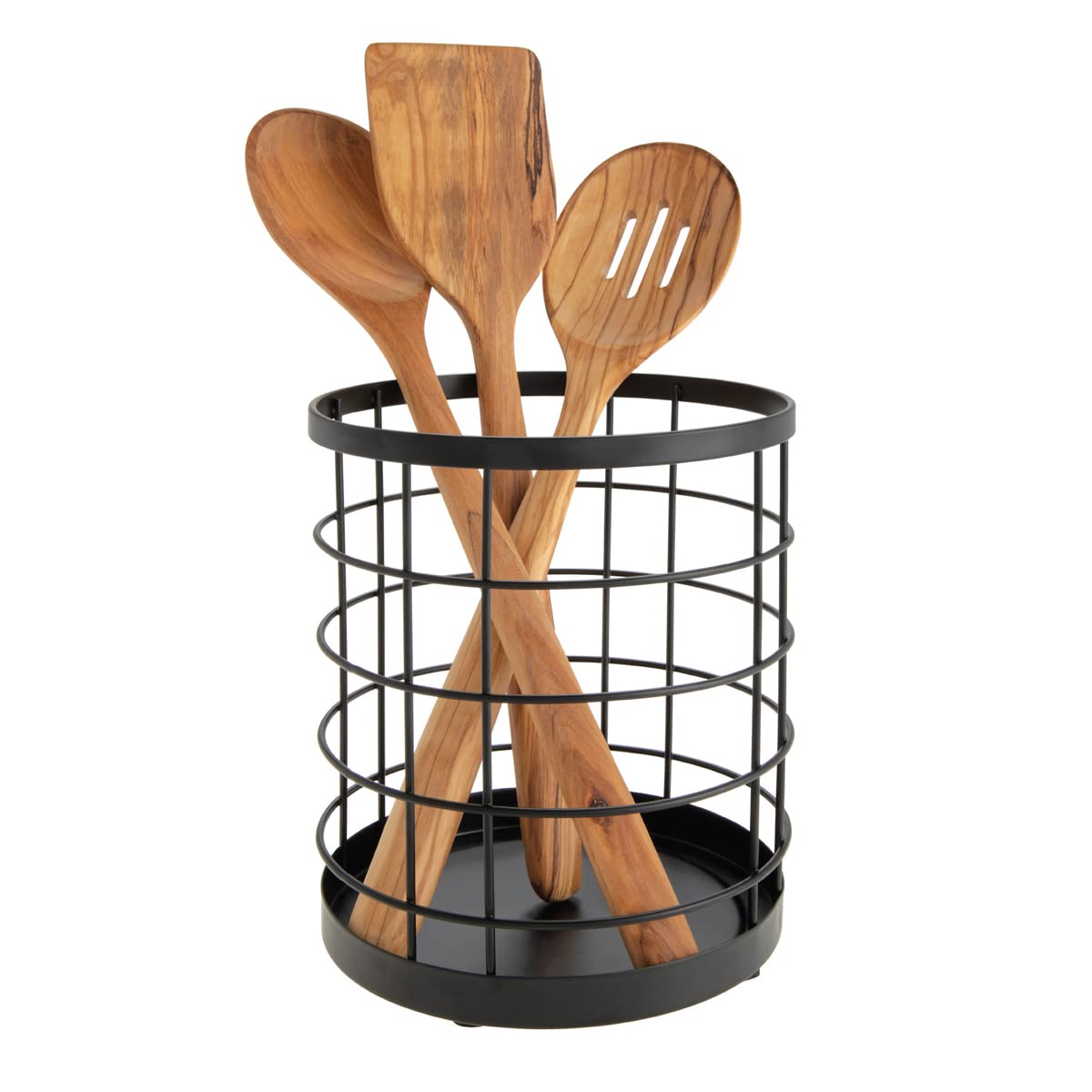 iDesign Austin Wire Utensil Holder for Kitchen Countertop Storage - Matte Black