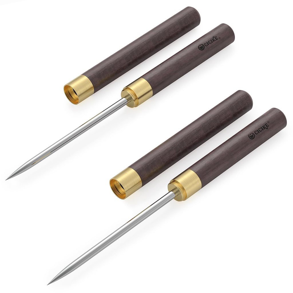 Heavy Duty Ice Pick & Ice Breaker Tool with Safety Cover - Stainless Steel Wood Handle for Bartending, Freezer Defrosting & Winter Survival (Pic à Glace) - 9 Inch (Pack of 2)