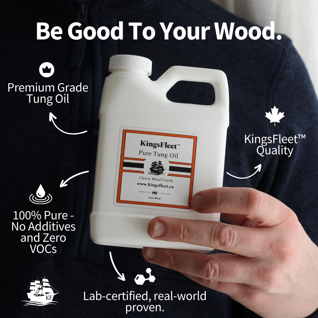 KingsFleet - Pure Tung Oil | 32oz | Classic Wood Finish | Indoor / Outdoor | Restore, Protect, and Maintain!