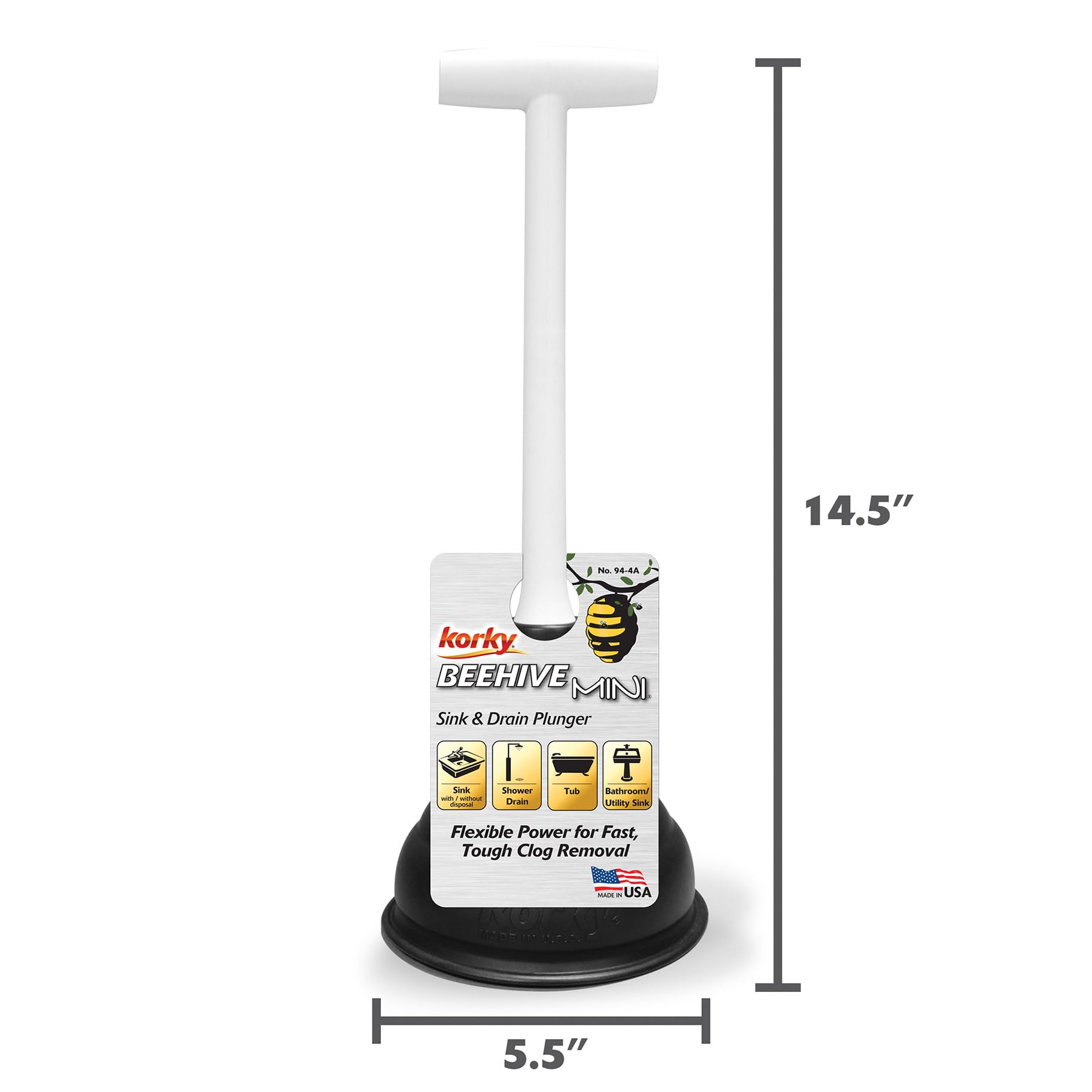 Korky 94-4A Beehive Mini Sink and Drain Plunger