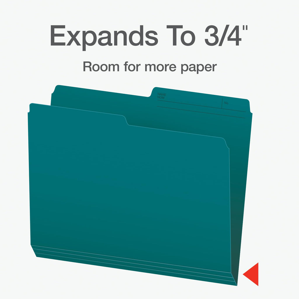 Pendaflex File Folders, 1/2 Cut Tab, Letter Size, Teal, Durable Paper Stock, 100/Box, Ideal for Office/Home/School Organization, Made in Canada, Reversible File Organizers